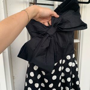 Hutch, Anthropologie Black and White Polka Dot Dress with Bow, size 10